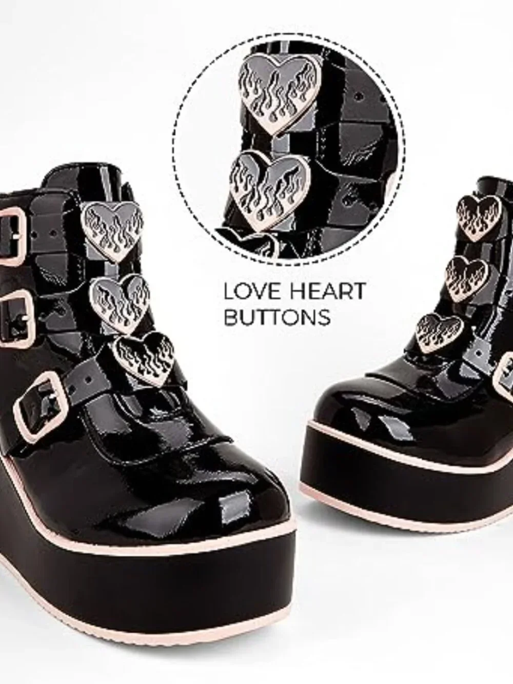 Platform Chunky Ankle Boots - Wedge Heel Round Toe Zipper Goth Booties